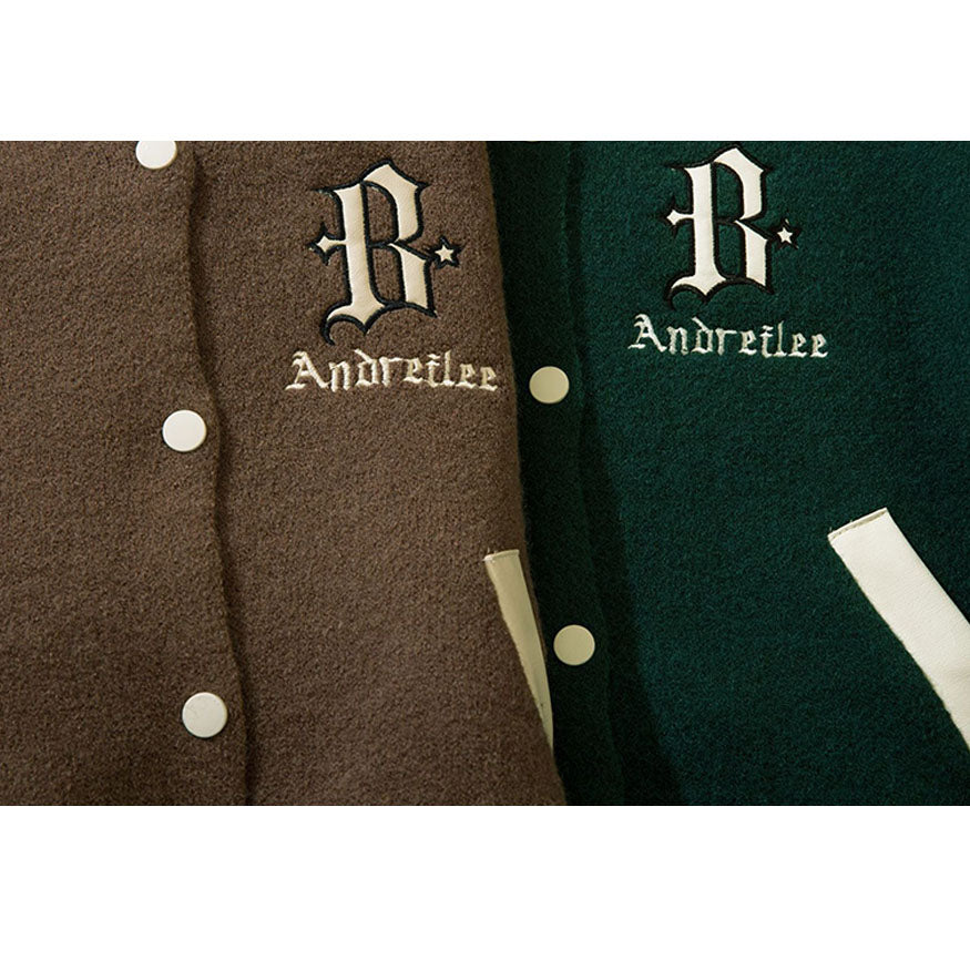 PU Sleeve Patchwork Cropped Varsity Jacket