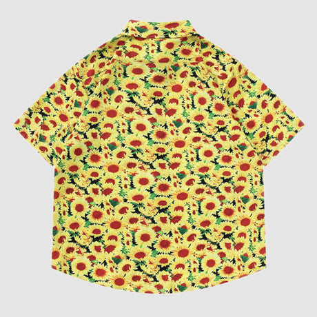 Camisa de verano con estampado de girasol vintage
