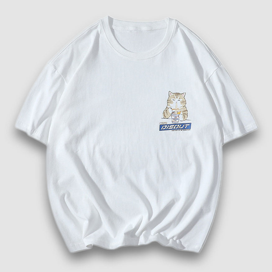 Camiseta impresa de dibujos animados urbanos de comida rápida