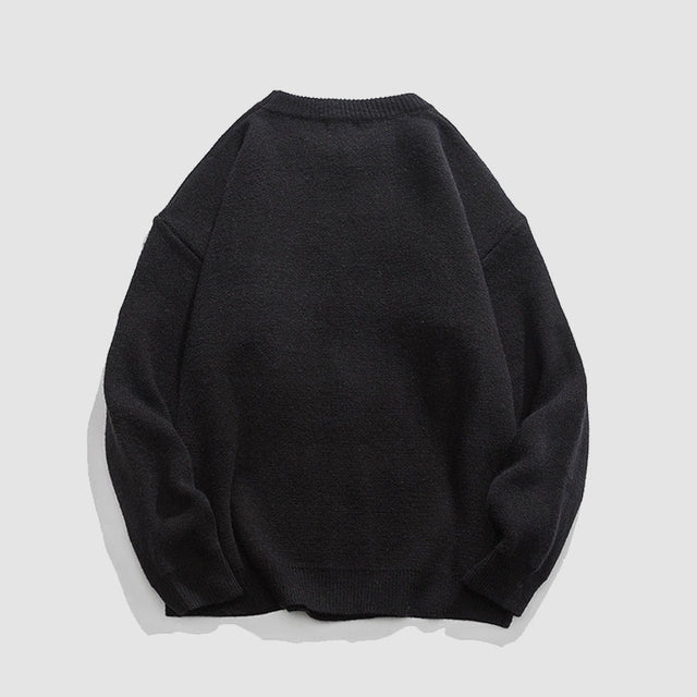 Pullover mit Rundhalsausschnitt und Landschaftsmalerei