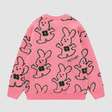 Abrazando al conejo Cartoon Knit Sweater