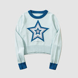 Kurzer Pullover aus Jacquard mit Pentagramm