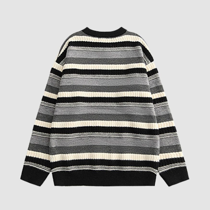 Contrast Color Striped Vintage Knit Sweater