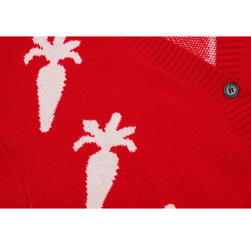 Lindo suéter Cardigan con patrón de zanahoria