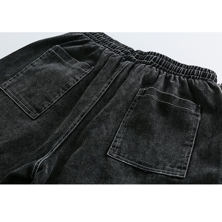 Estilo étnico Denim Patchwork Drawstring Shorts