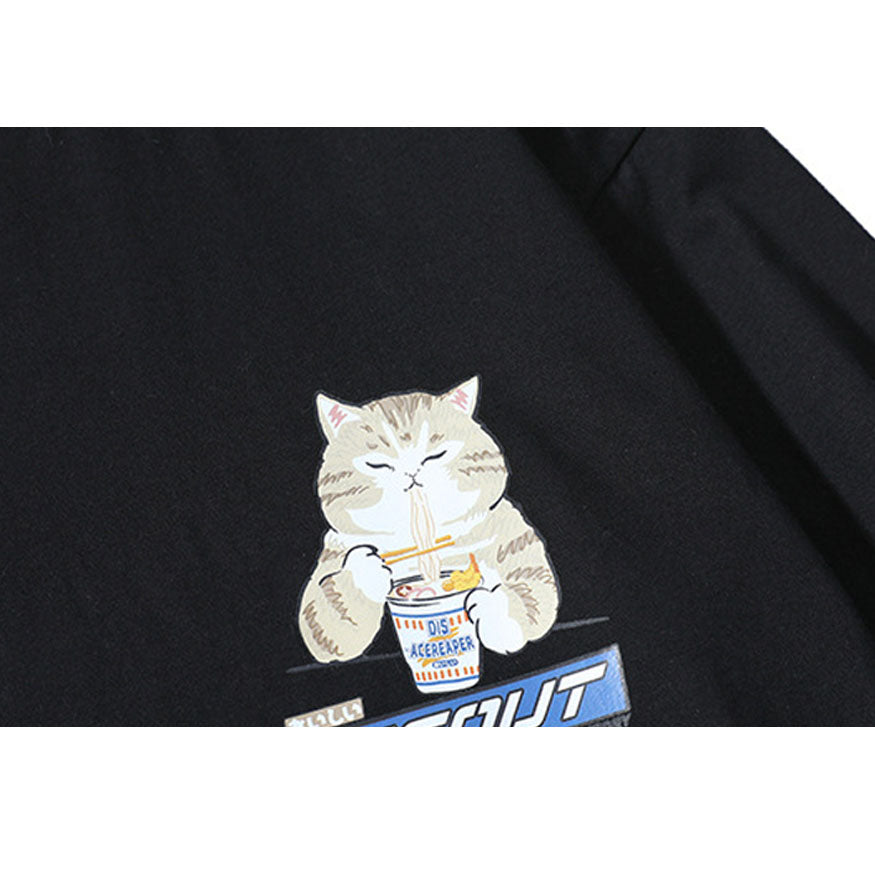 Camiseta impresa de dibujos animados urbanos de comida rápida
