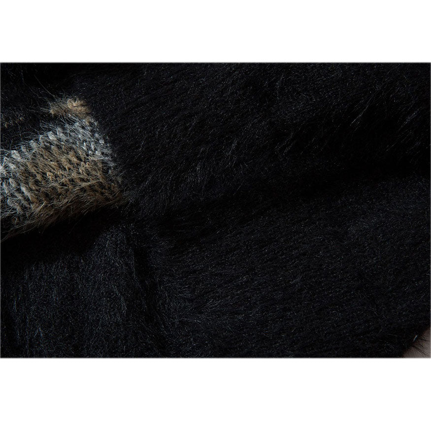 Shy Dog Pattern Fuzzy Sweater
