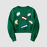 Paramecium Pattern Embroidery Cropped Sweater