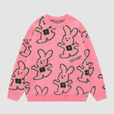Abrazando al conejo Cartoon Knit Sweater