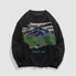 Pullover mit Rundhalsausschnitt und Landschaftsmalerei