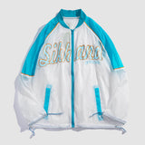 Buchstabenbedruckte sonnendichte QD-Jacke