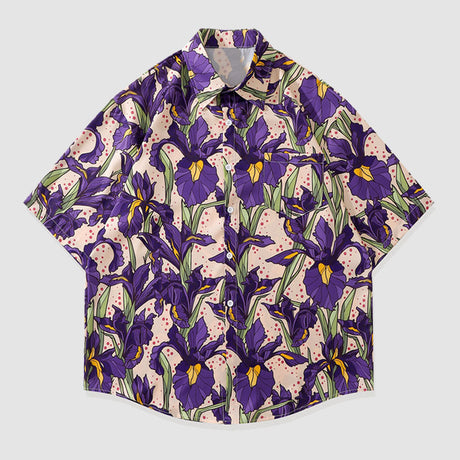 Iris Print Camisa de verano