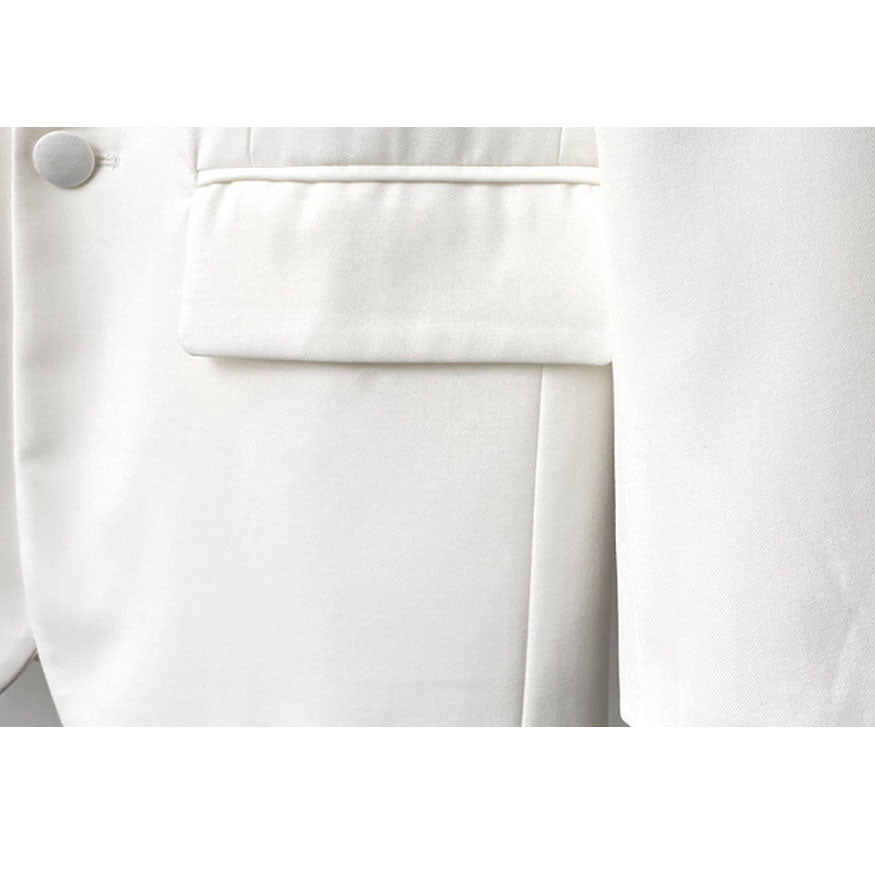 Elegante blazer de malla con volantes de decoración