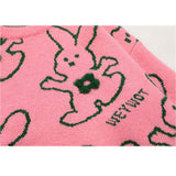 Abrazando al conejo Cartoon Knit Sweater