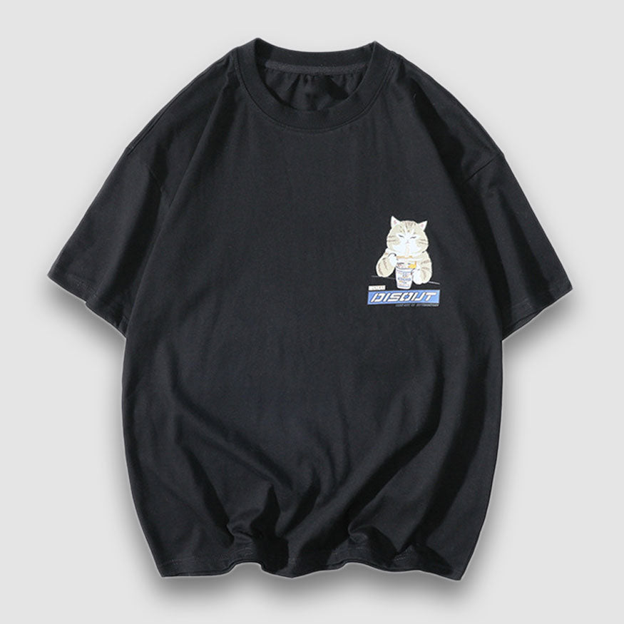 Camiseta impresa de dibujos animados urbanos de comida rápida