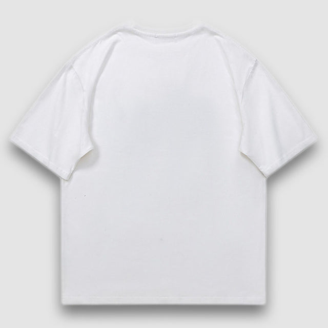 Eating Fish Cartoon Pattern Tee