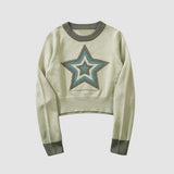 Kurzer Pullover aus Jacquard mit Pentagramm