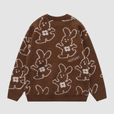 Abrazando al conejo Cartoon Knit Sweater
