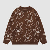 Abrazando al conejo Cartoon Knit Sweater