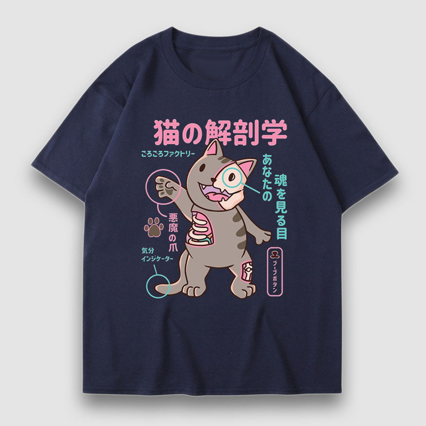 Kätzchen-Cartoon-Print-T-Shirt
