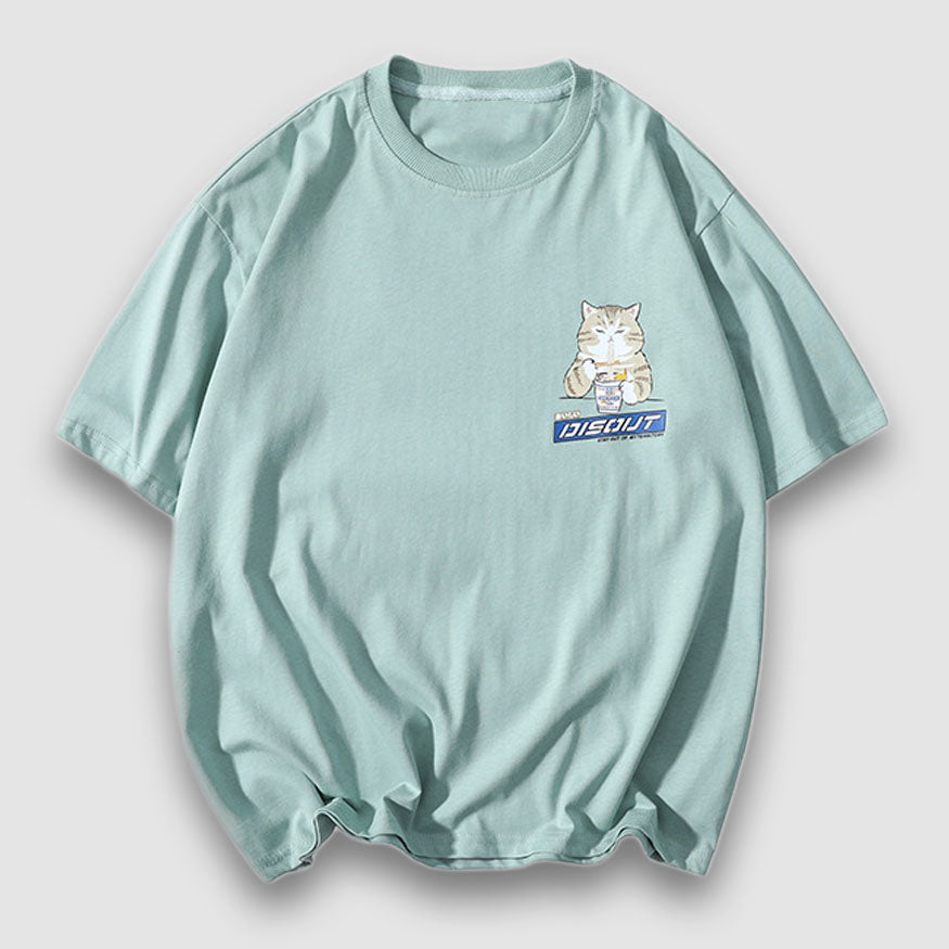 Camiseta impresa de dibujos animados urbanos de comida rápida