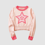 Kurzer Pullover aus Jacquard mit Pentagramm