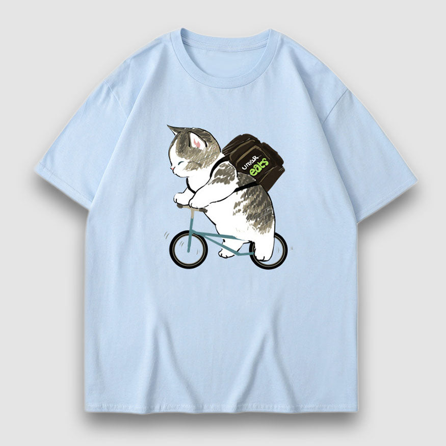 Adorable gato Cartoon Print Tee