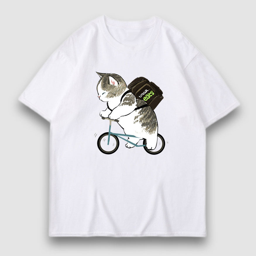Adorable gato Cartoon Print Tee