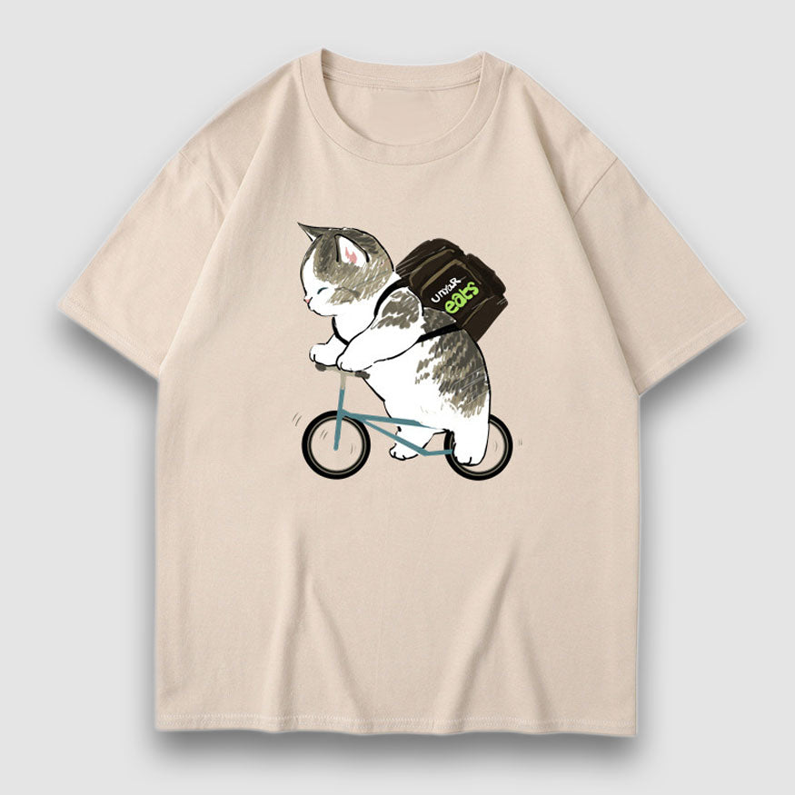Adorable gato Cartoon Print Tee