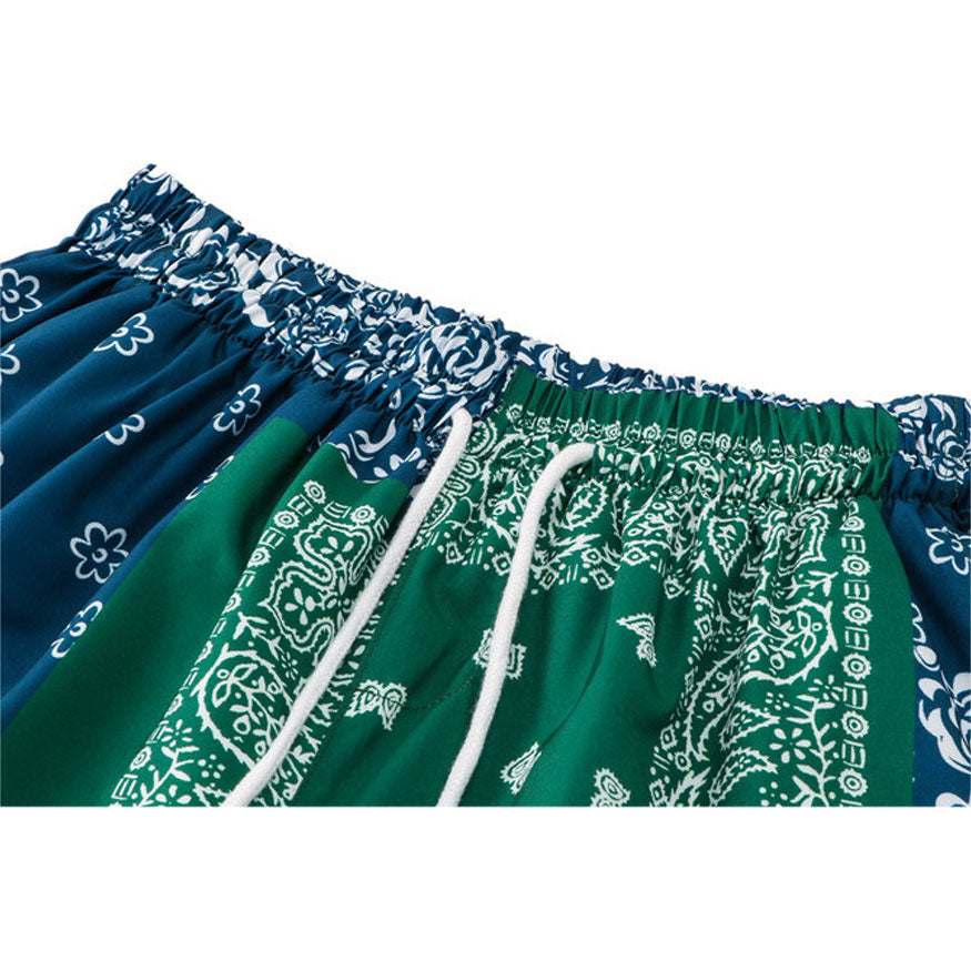 Camisa + pantalones cortos con estampado floral de anacardo de dos piezas