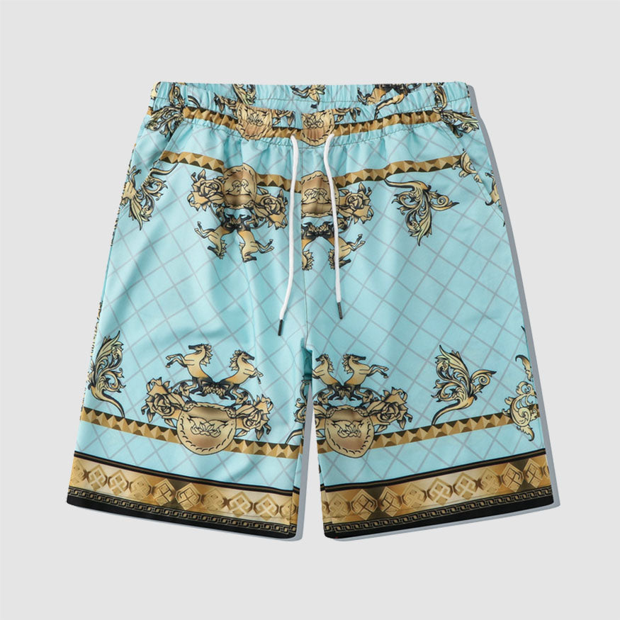 Camisa + pantalón corto de dos piezas con estampado vintage