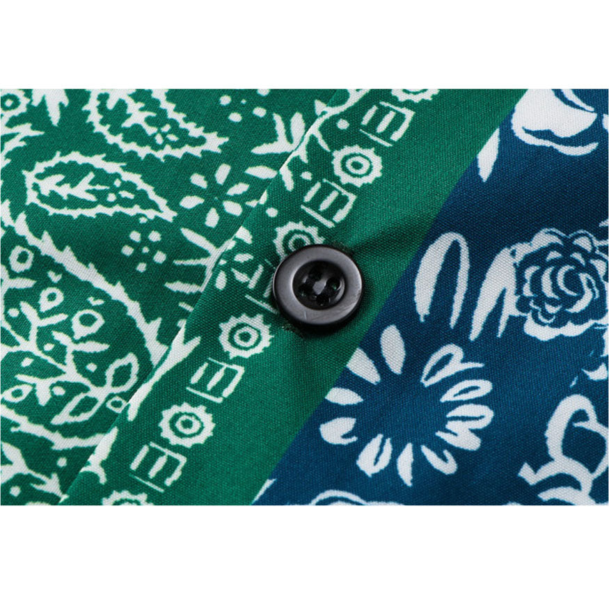 Camisa + pantalones cortos con estampado floral de anacardo de dos piezas