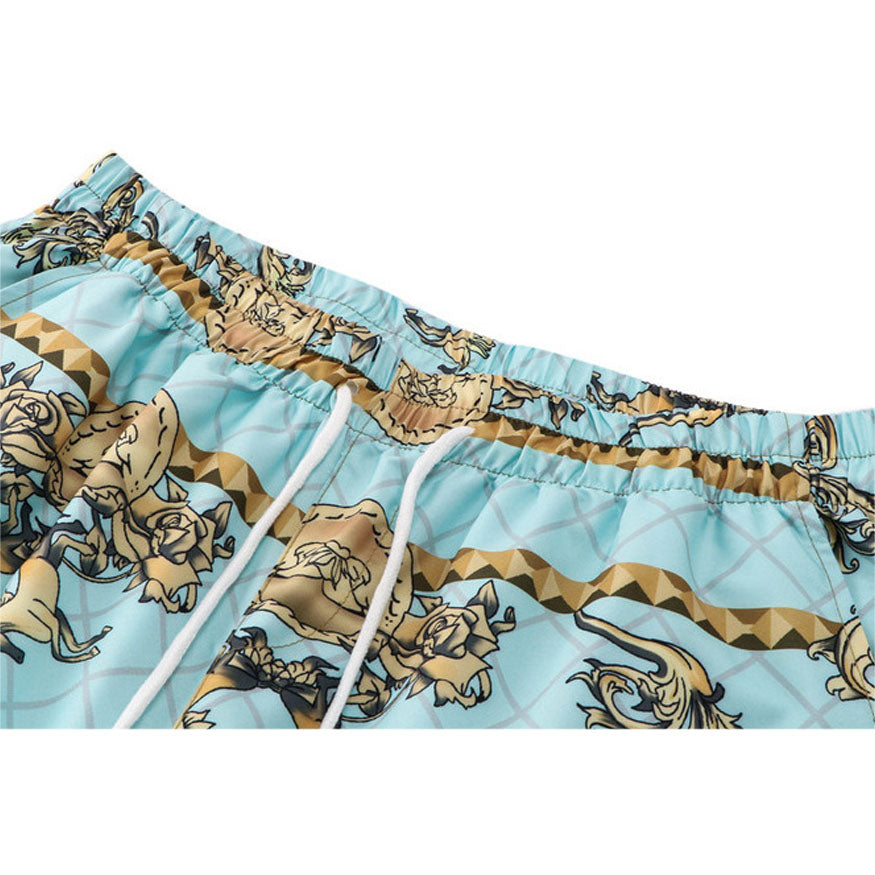 Camisa + pantalón corto de dos piezas con estampado vintage