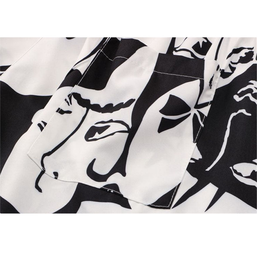 Camisa y pantalones cortos de dos piezas con pintura de figura abstracta