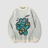Pullover mit Dinosaurier-Print und Milchtee