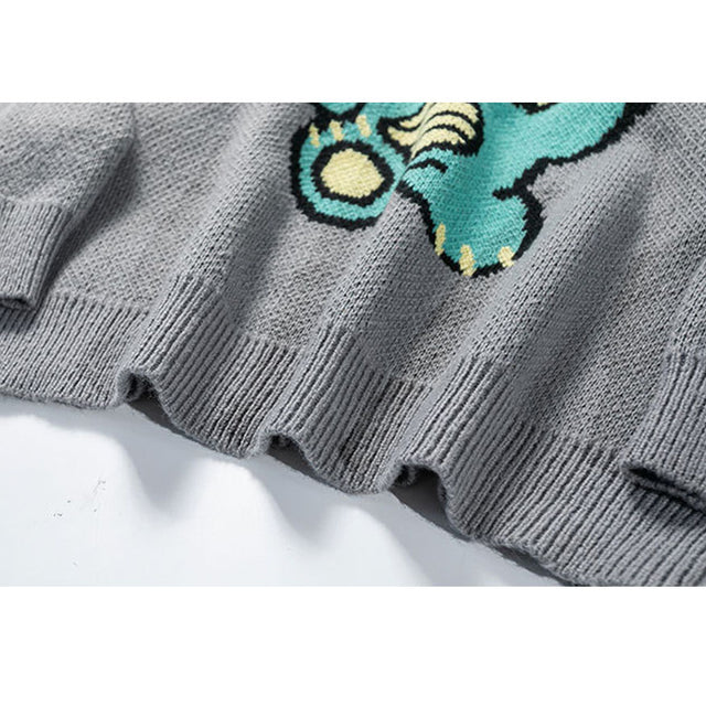 Pullover mit Dinosaurier-Print und Milchtee