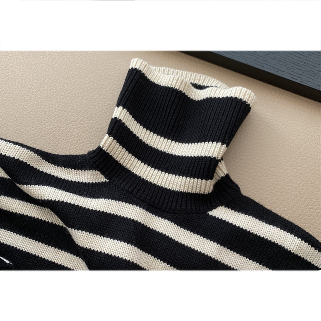 Gestreifter Rollkragenpullover