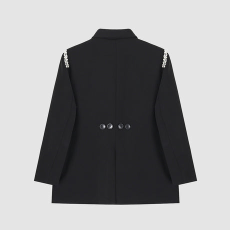 Blazer liso con diseño de hombros de diamante