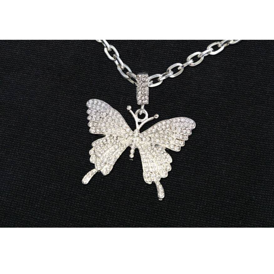 Necklace Decor Butterfly Print Sweater