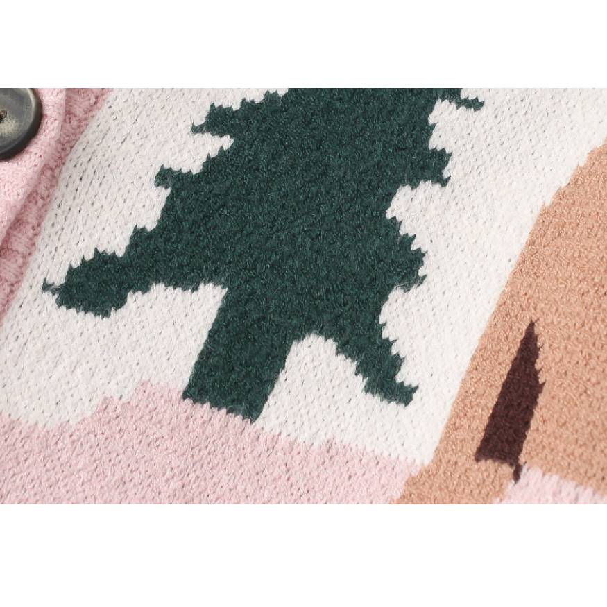 Ilustración de paisaje infantil Jacquard Cardigan Suéter