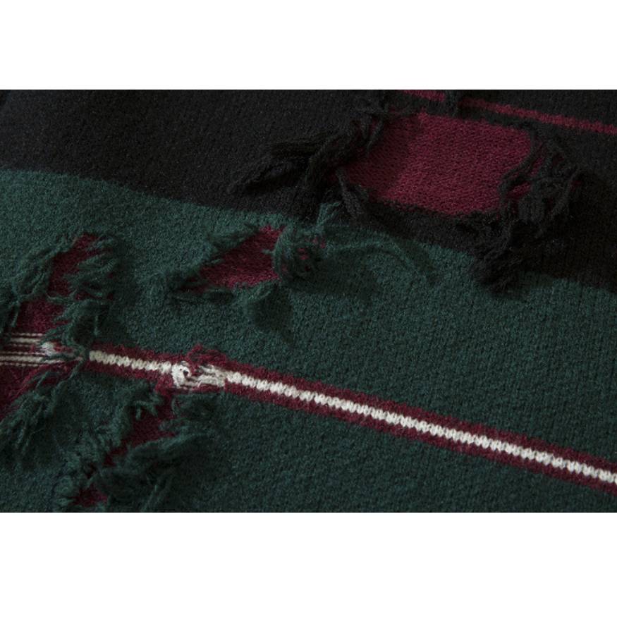 Vintage Pullover mit zerrissenem Streifenmuster