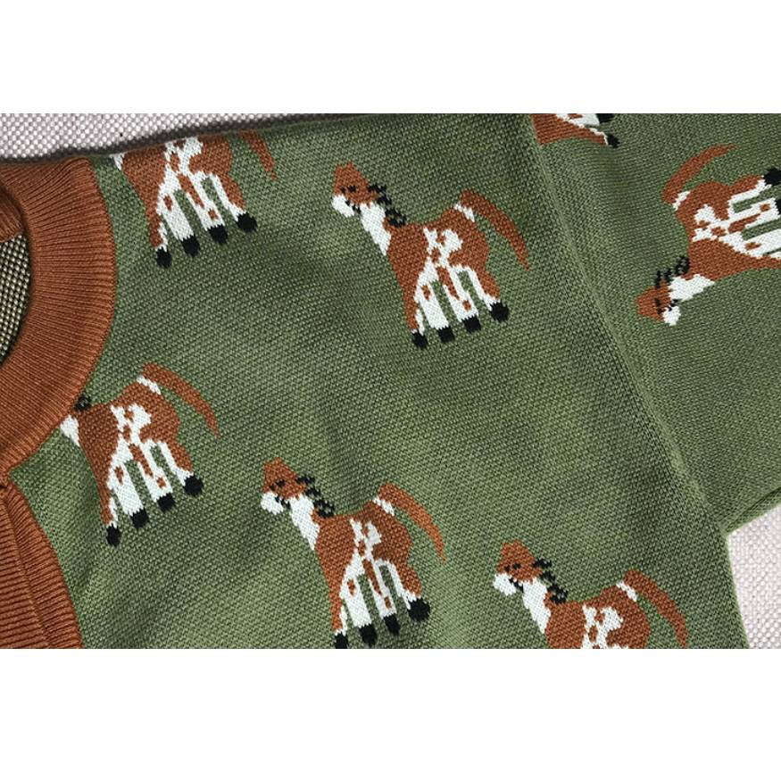 Suéter tipo cárdigan con estampado de perro lindo