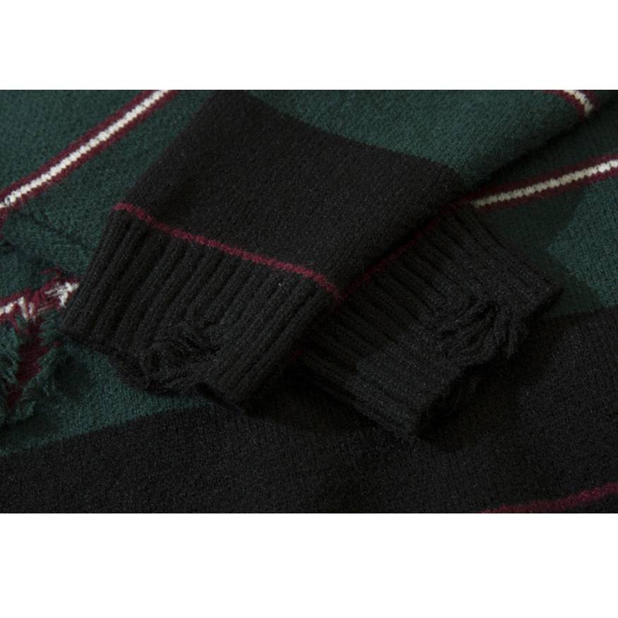 Vintage Pullover mit zerrissenem Streifenmuster