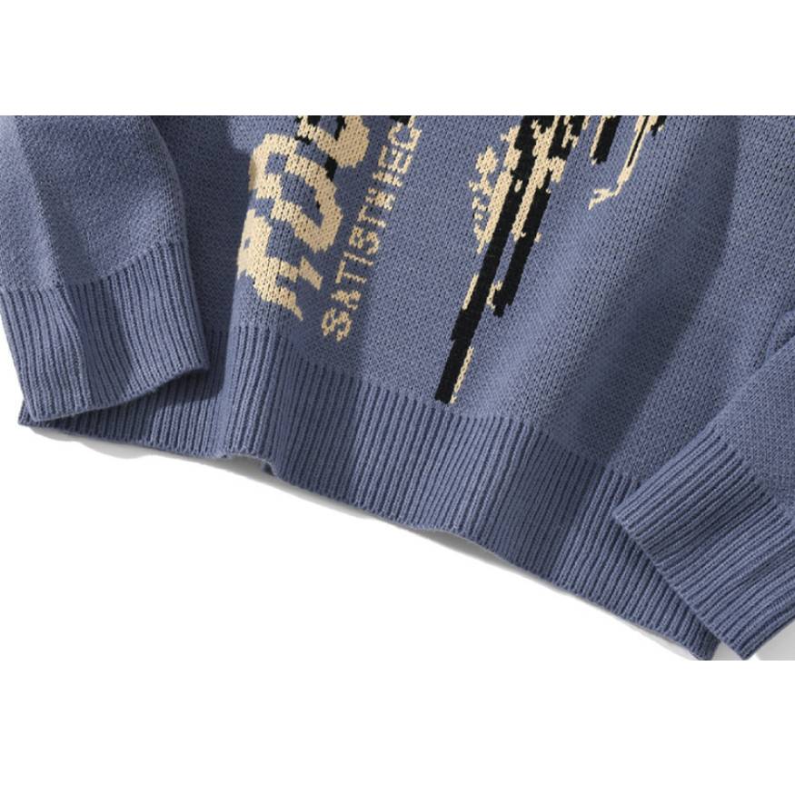 Pullover mit Schmetterlings- und Buchstaben-Graffiti-Print