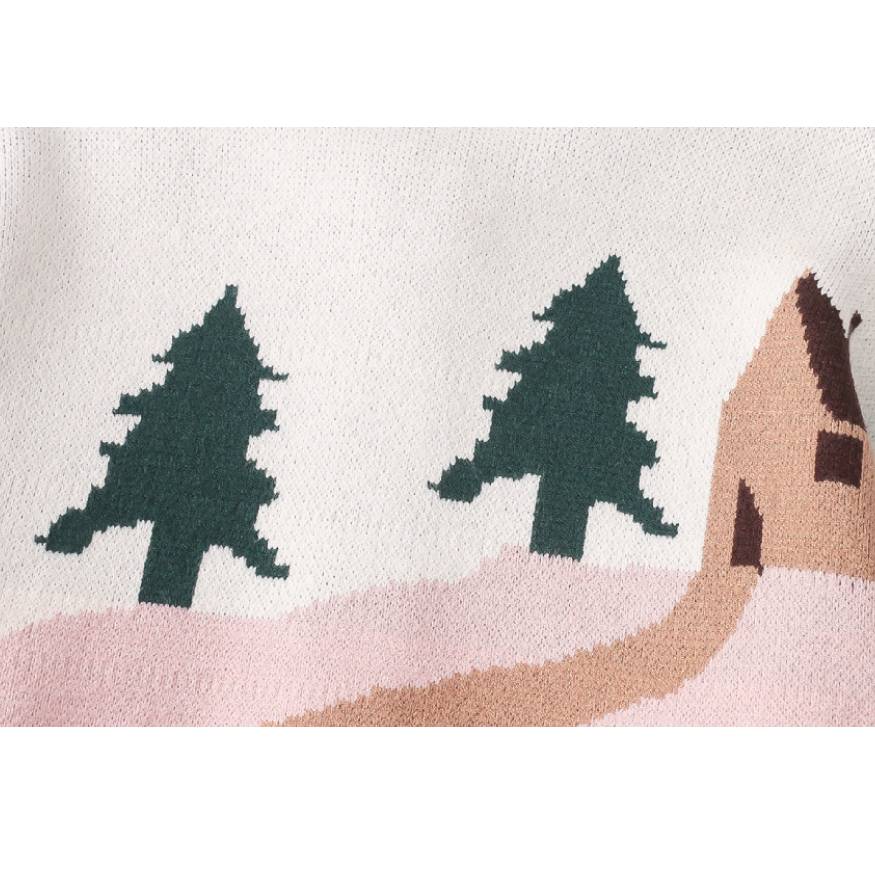 Ilustración de paisaje infantil Jacquard Cardigan Suéter