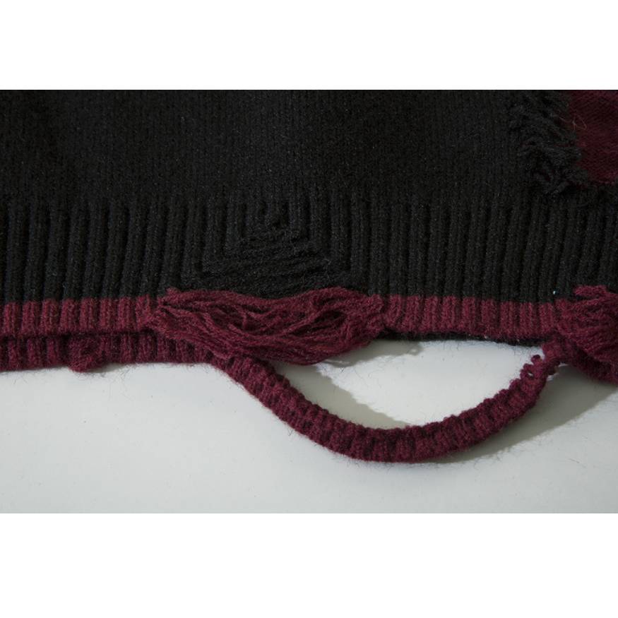 Vintage Pullover mit zerrissenem Streifenmuster