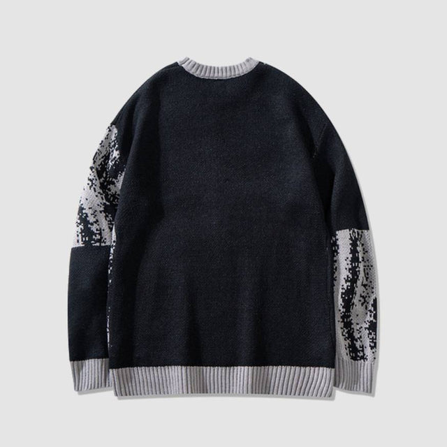 Pullover mit Herzmuster und Fadennähten