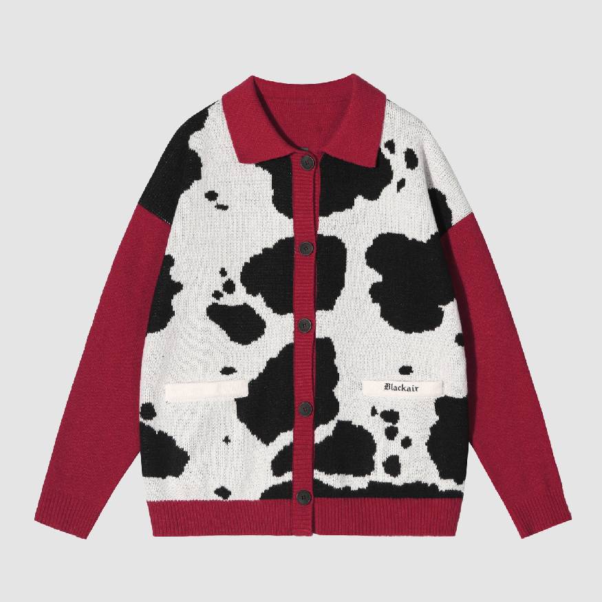 Suéter tipo cárdigan con estampado de vaca