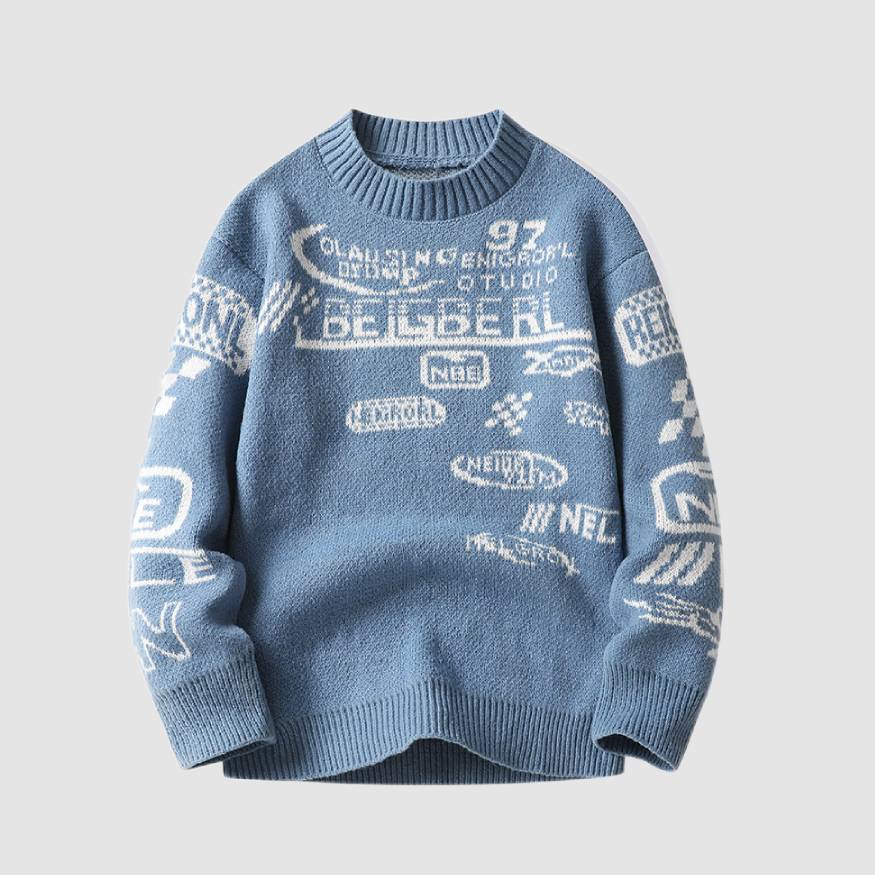 Cooler Graffiti-Strickpullover