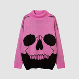 Suéter de cuello alto con estampado de calavera horrible
